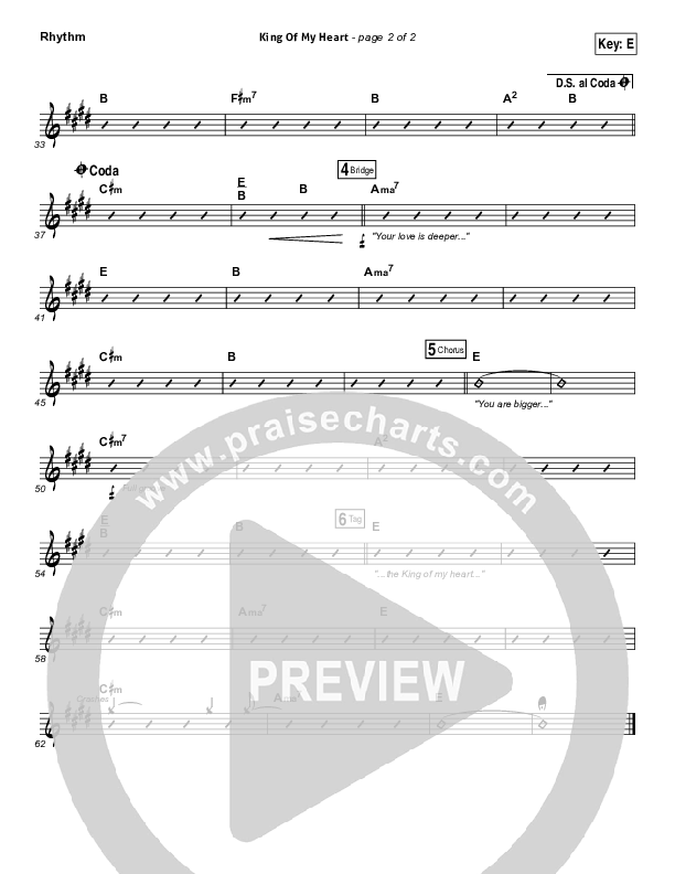 King Of My Heart Rhythm Chart (Love & The Outcome)