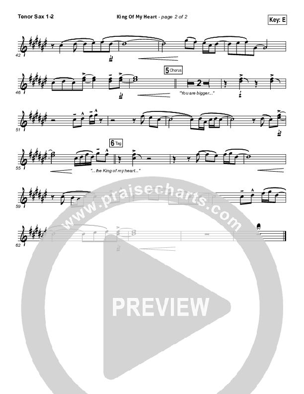 King Of My Heart Tenor Sax 1/2 (Love & The Outcome)