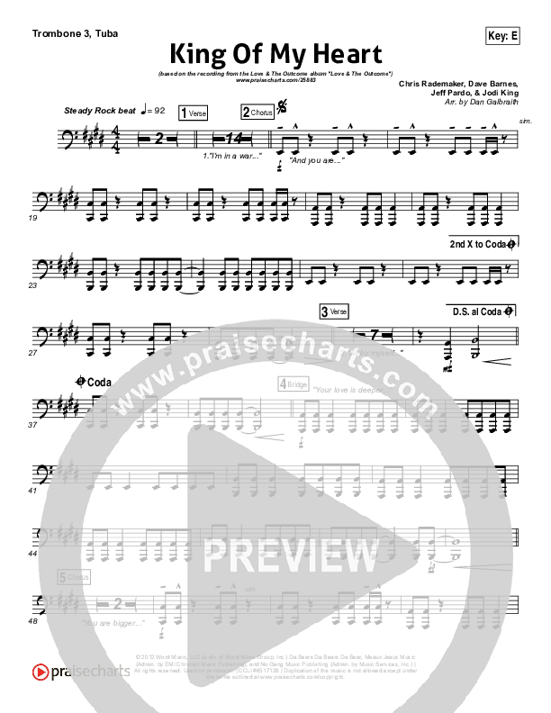 King Of My Heart Trombone 3/Tuba (Love & The Outcome)