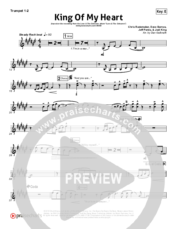 King Of My Heart Trumpet 1,2 (Love & The Outcome)