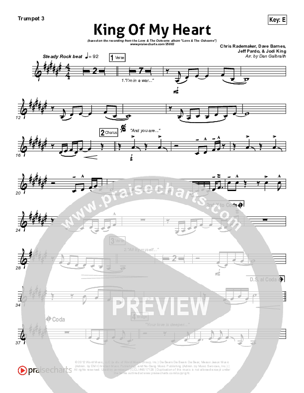 King Of My Heart Trumpet 3 (Love & The Outcome)