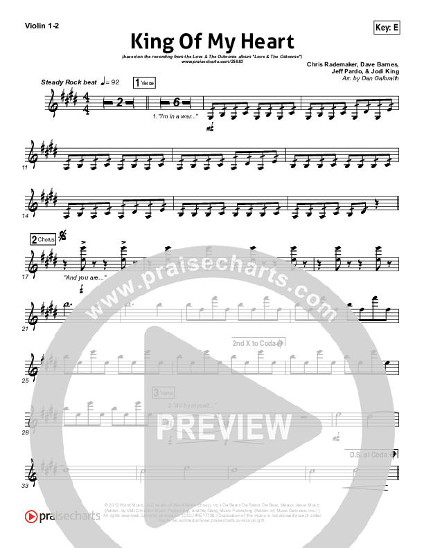 King Of My Heart Violin 1/2 (Love & The Outcome)