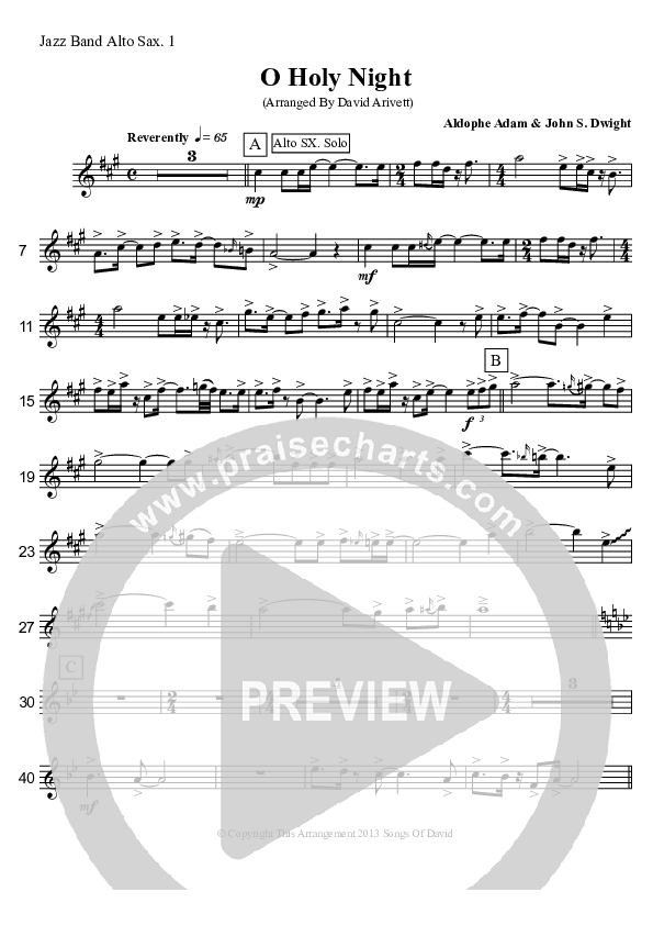 O Holy Night (Instrumental) Alto Sax (David Arivett)
