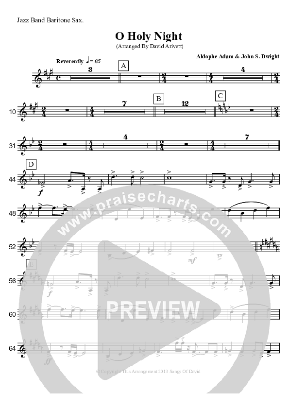 O Holy Night (Instrumental) Bari Sax (David Arivett)