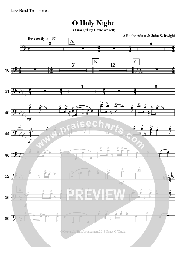 O Holy Night (Instrumental) Trombone 1 (David Arivett)