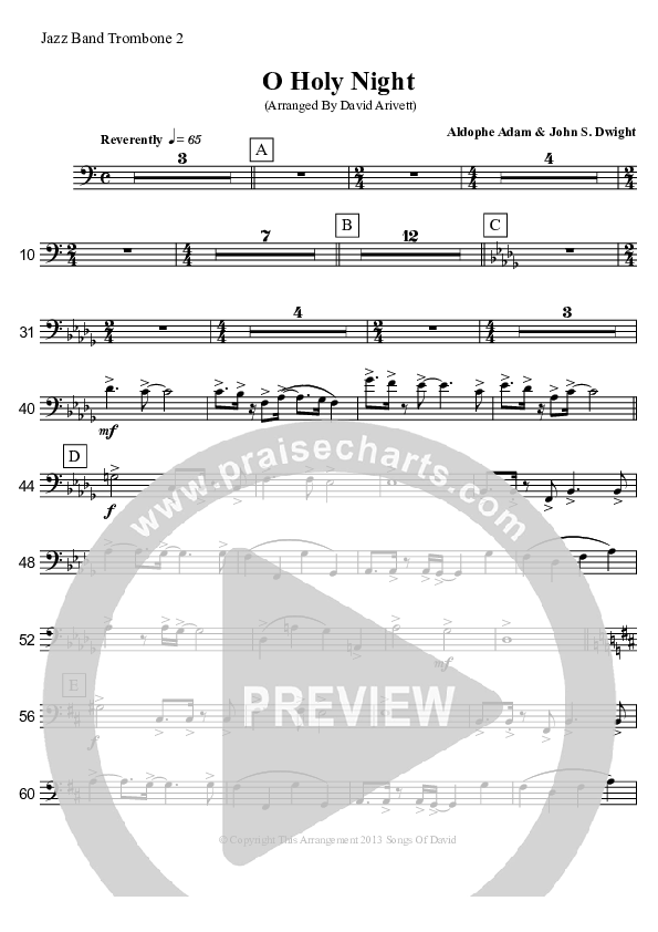 O Holy Night (Instrumental) Trombone 2 (David Arivett)