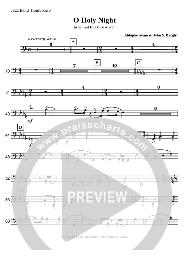 O Holy Night (Instrumental) Trombone 3 (David Arivett)