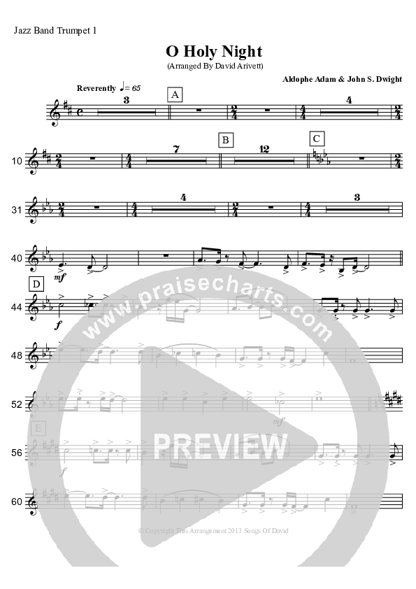 O Holy Night (Instrumental) Trumpet 1 (David Arivett)