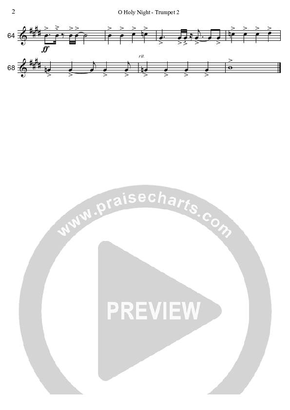 O Holy Night (Instrumental) Trumpet 2 (David Arivett)