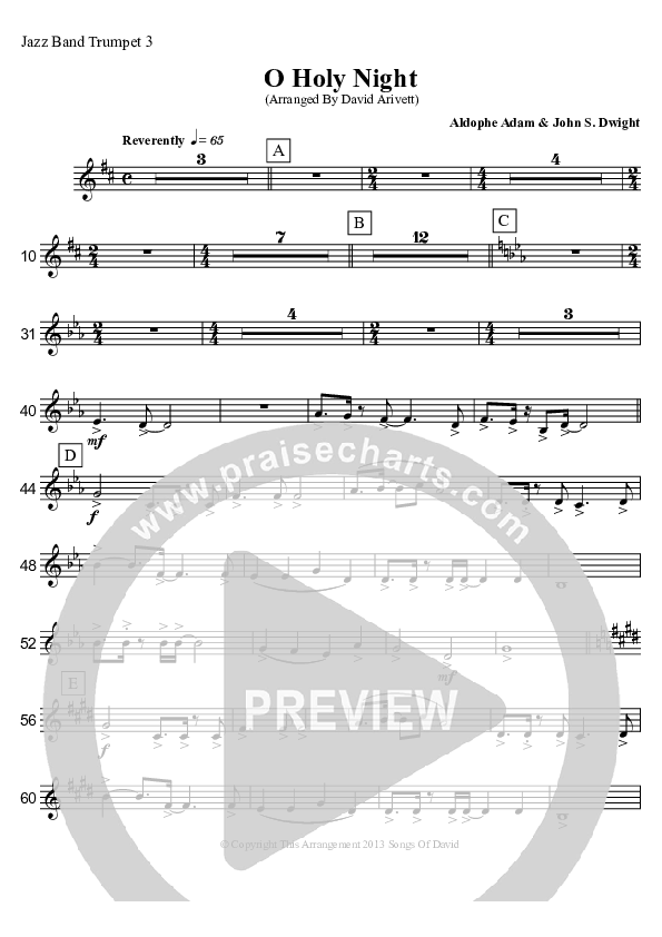 O Holy Night (Instrumental) Trumpet 3 (David Arivett)