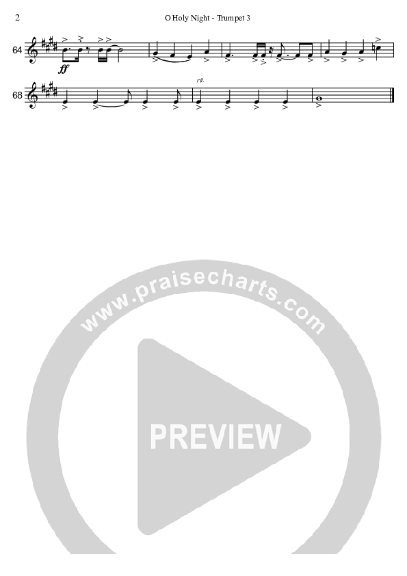 O Holy Night (Instrumental) Trumpet 3 (David Arivett)