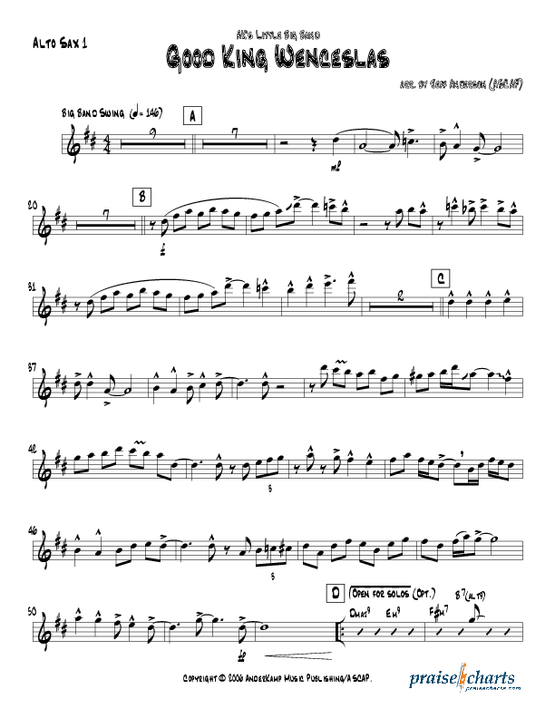 Good King Wenceslas (Instrumental) Alto Sax 1/2 (Jeff Anderson)