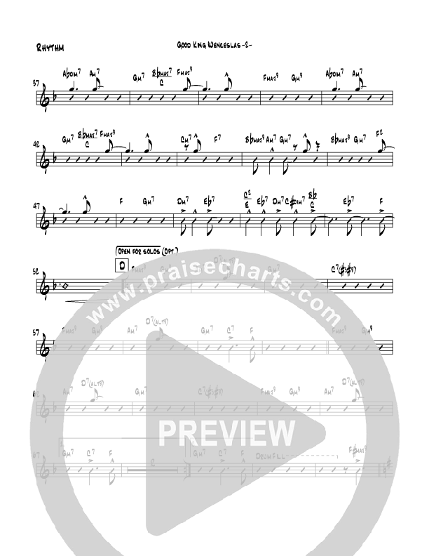 Good King Wenceslas (Instrumental) Rhythm Chart (Jeff Anderson)