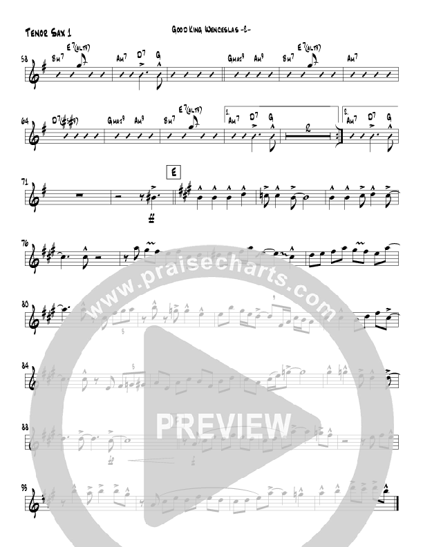 Good King Wenceslas (Instrumental) Tenor Sax 1 (Jeff Anderson)