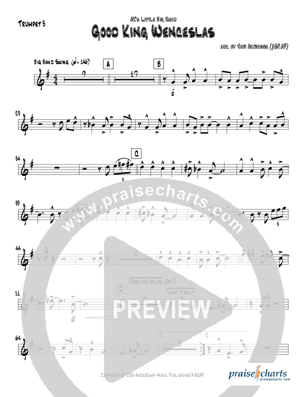 Good King Wenceslas (Instrumental) Trumpet 3 (Jeff Anderson)