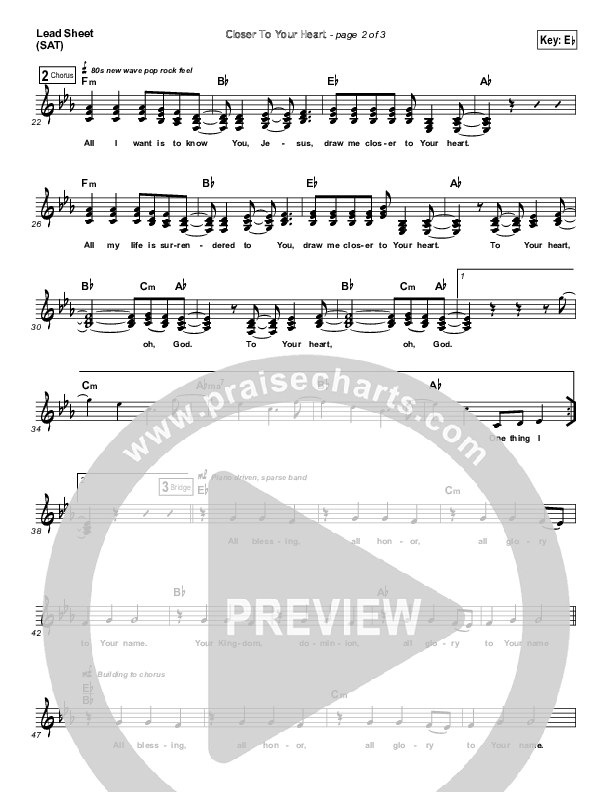 Closer To Your Heart Lead Sheet (SAT) (Desperation Band / Bri Giles)