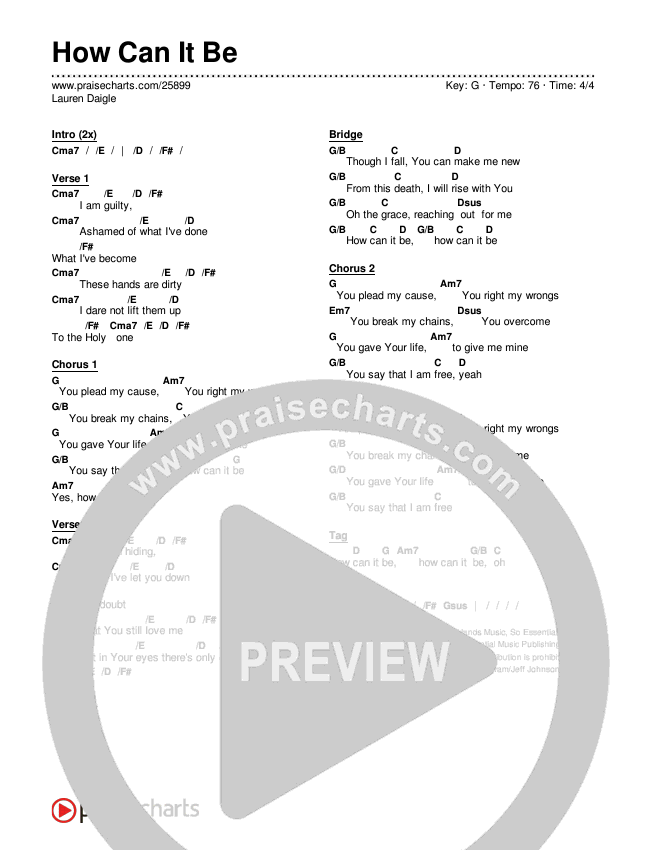 How Can It Be Chords & Lyrics (Lauren Daigle)