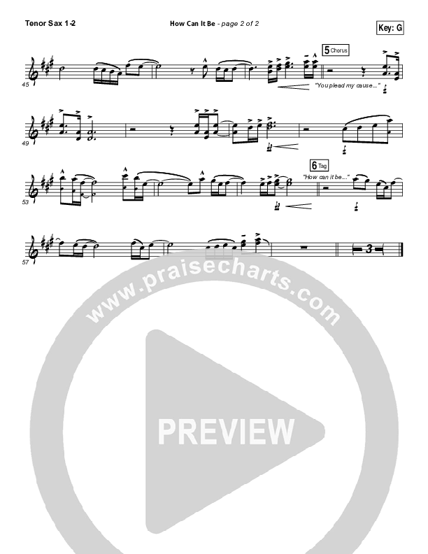 How Can It Be Tenor Sax 1/2 (Lauren Daigle)