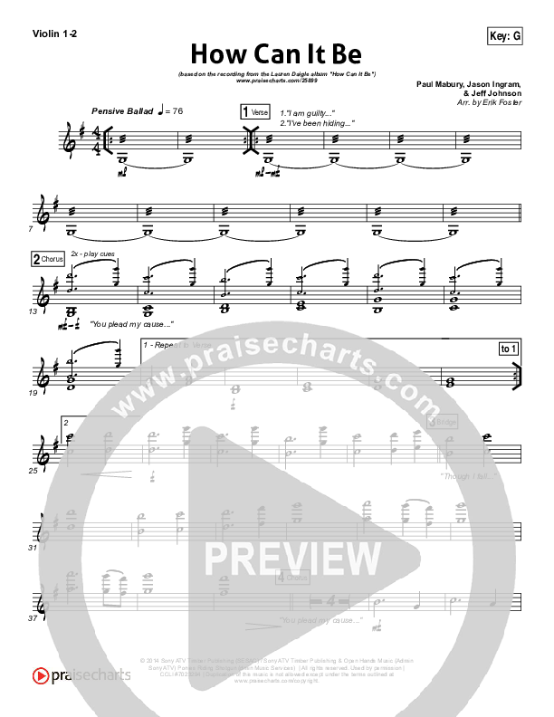How Can It Be Violin 1/2 (Lauren Daigle)