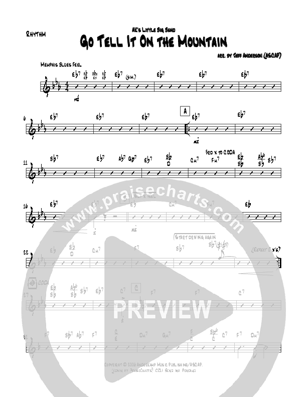 Go Tell It On The Mountain (Instrumental) Rhythm Chart (Jeff Anderson)