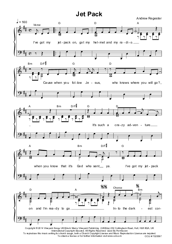 Jet Pack Piano/Vocal (Vineyard UK / Nigel Hemming)