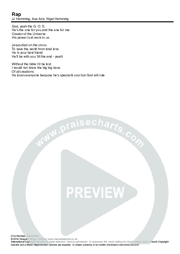 Rap Chords & Lyrics (Vineyard UK / JJ Hemming / Asa Aziz)