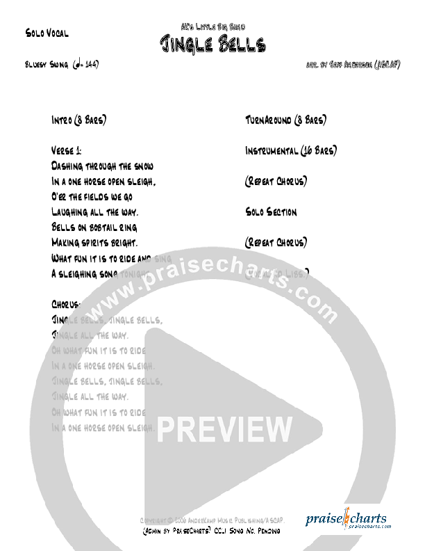 Jingle Bells (Instrumental) Lead Sheet (Jeff Anderson)