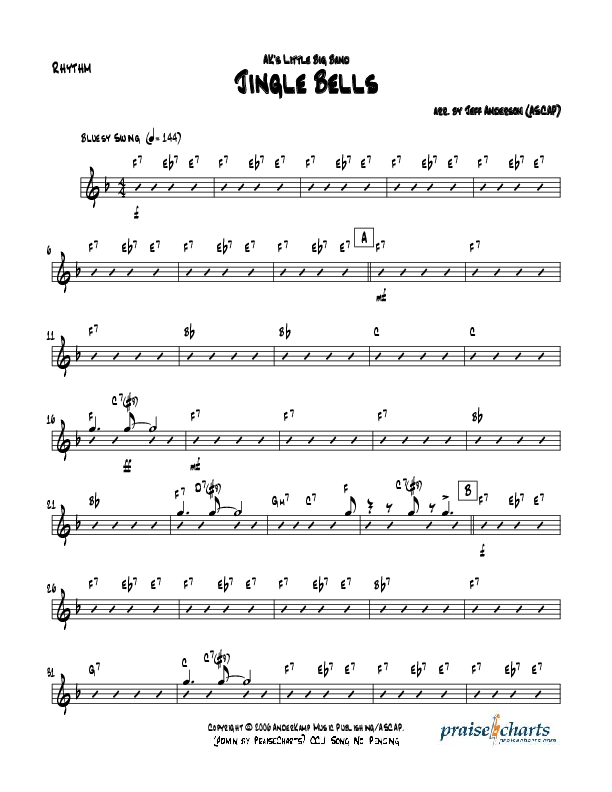 Jingle Bells (Instrumental) Rhythm Chart (Jeff Anderson)
