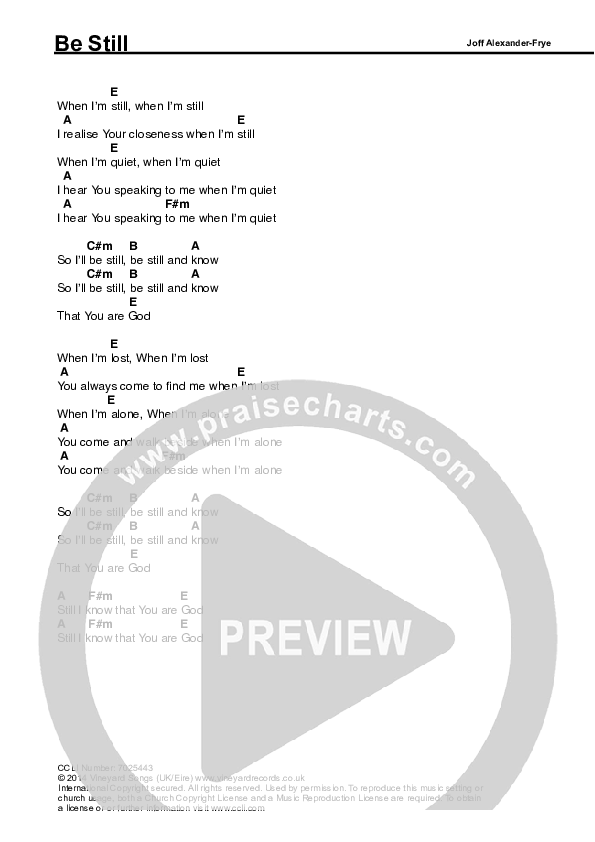 Be Still Chords & Lyrics (Vineyard UK / Joff Alexander-Frye)