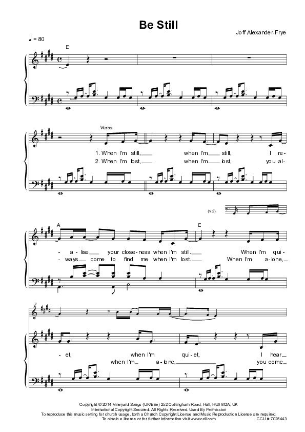Be Still Lead Sheet (SAT) (Vineyard UK / Joff Alexander-Frye)