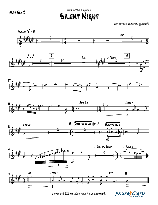 Silent Night (Instrumental) Alto Sax 1/2 (Jeff Anderson)