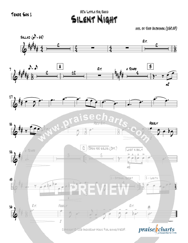 Silent Night (Instrumental) Tenor Sax 1 (Jeff Anderson)