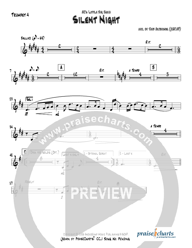 Silent Night (Instrumental) Trumpet 3/4 (Jeff Anderson)
