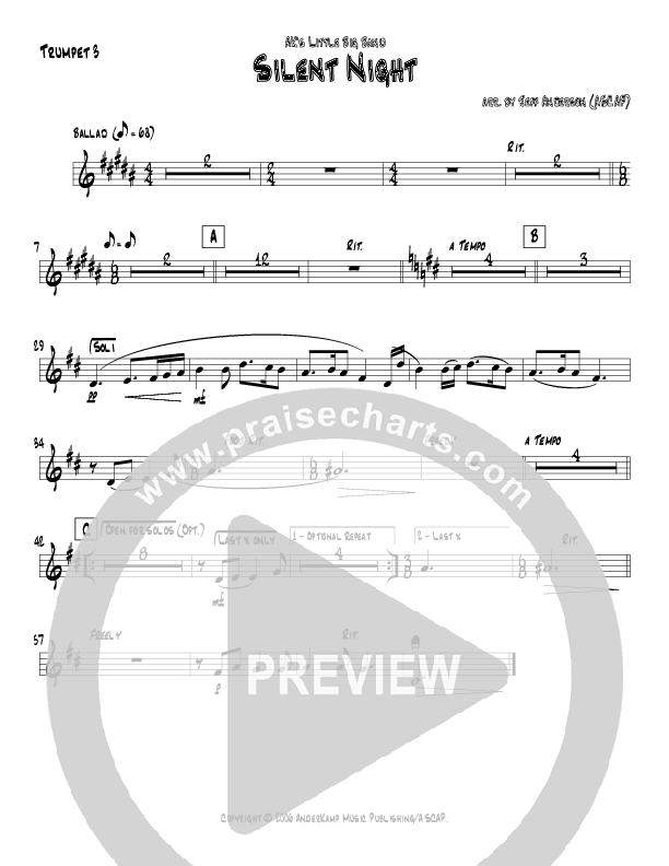 Silent Night (Instrumental) Trumpet 3 (Jeff Anderson)