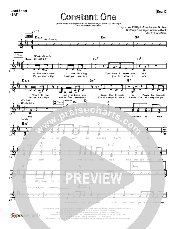 Constant One Lead Sheet (SAT) (Steffany Gretzinger)