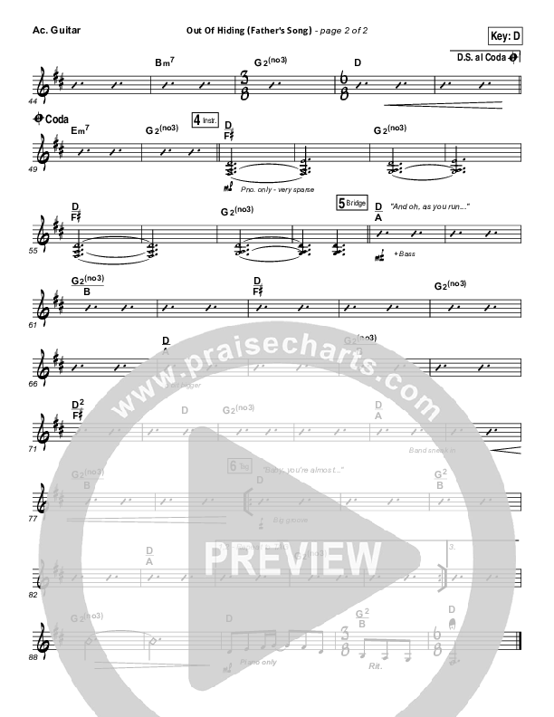 Out Of Hiding (Father's Song) Acoustic Guitar (Steffany Gretzinger)