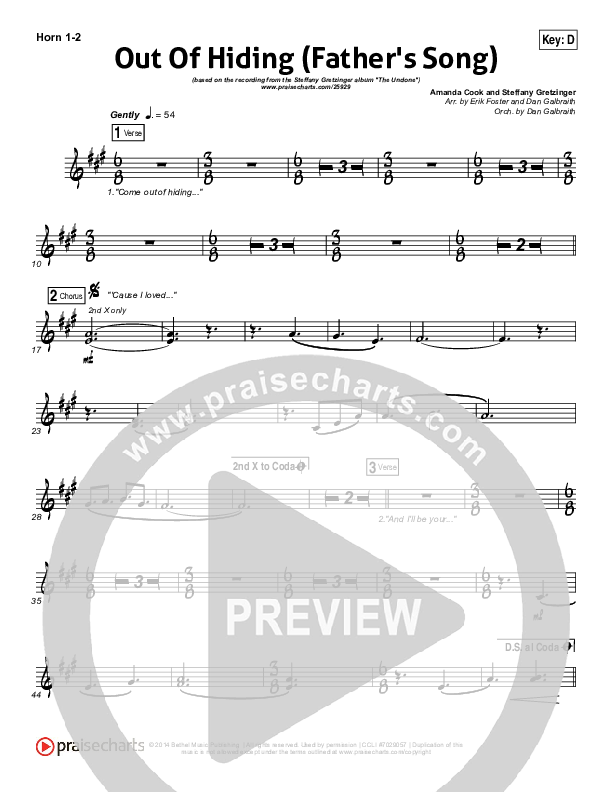 Out Of Hiding (Father's Song) Brass Pack (Steffany Gretzinger)