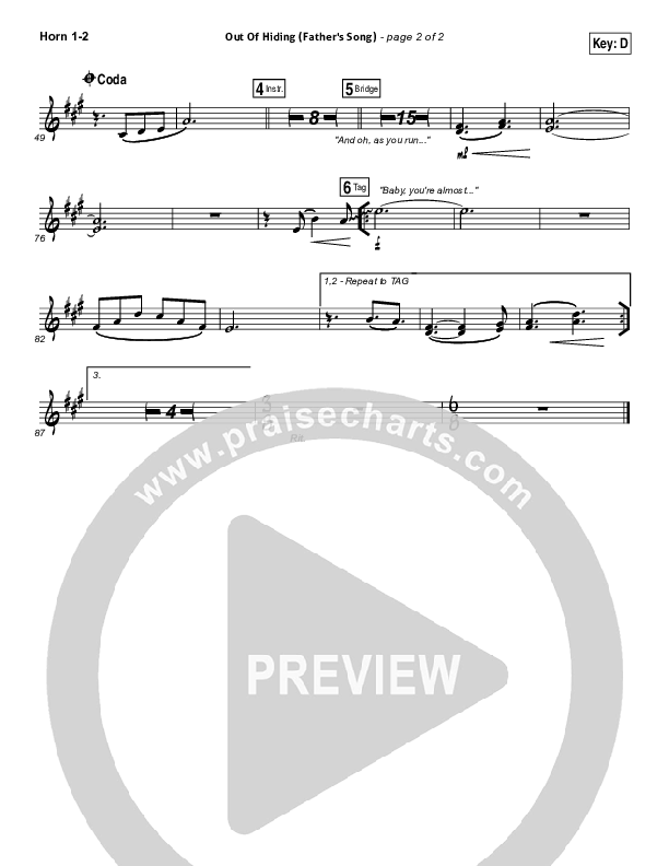 Out Of Hiding (Father's Song) Brass Pack (Steffany Gretzinger)