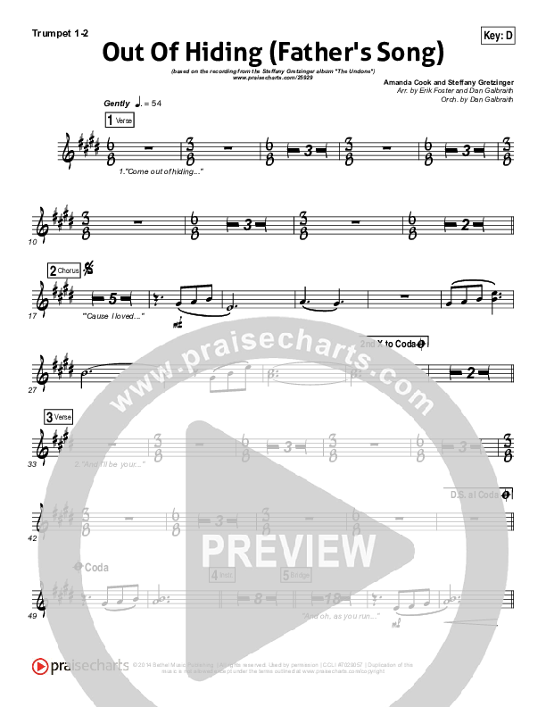 Out Of Hiding (Father's Song) Brass Pack (Steffany Gretzinger)