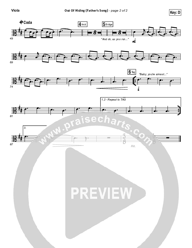 Out Of Hiding (Father's Song) Viola (Steffany Gretzinger)