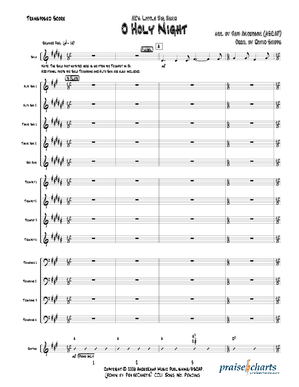 O Holy Night (Instrumental) Conductor's Score (Jeff Anderson)