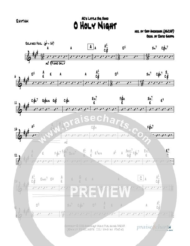 O Holy Night (Instrumental) Rhythm Chart (Jeff Anderson)