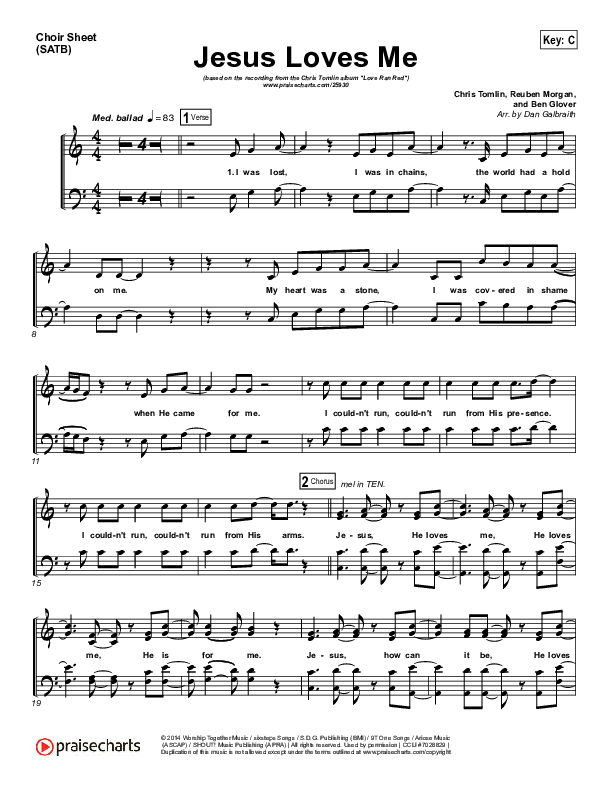 Jesus Loves Me Choir Vocals (SATB) (Chris Tomlin)