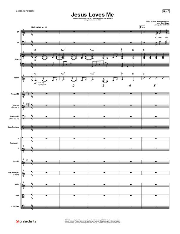Jesus Loves Me Conductor's Score (Chris Tomlin)
