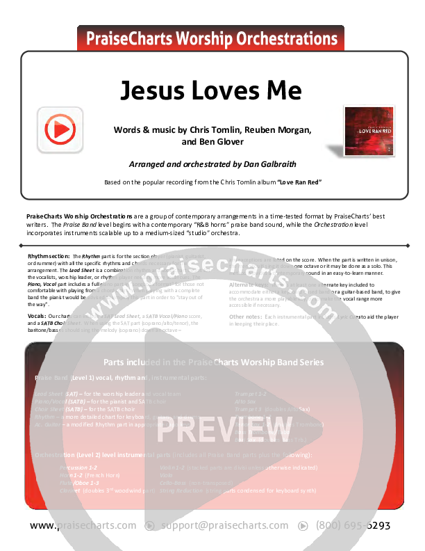 Jesus Loves Me Cover Sheet (Chris Tomlin)