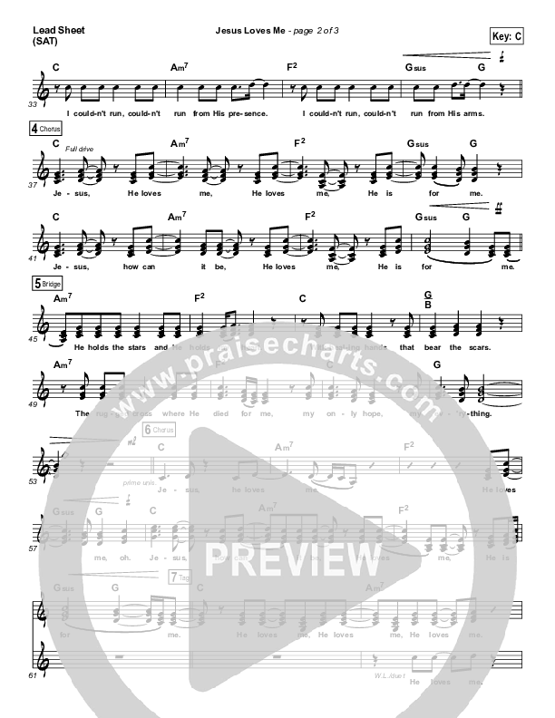 Jesus Loves Me Lead Sheet (SAT) (Chris Tomlin)