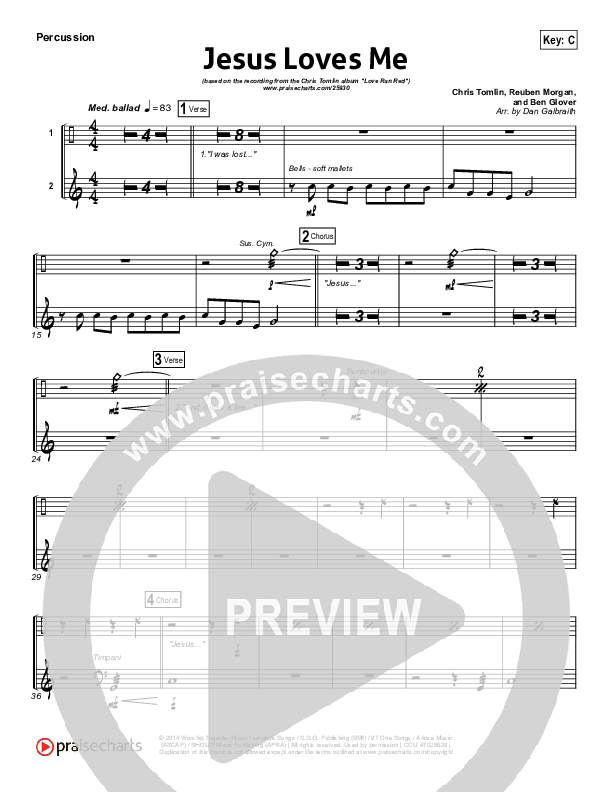 Jesus Loves Me Percussion (Chris Tomlin)