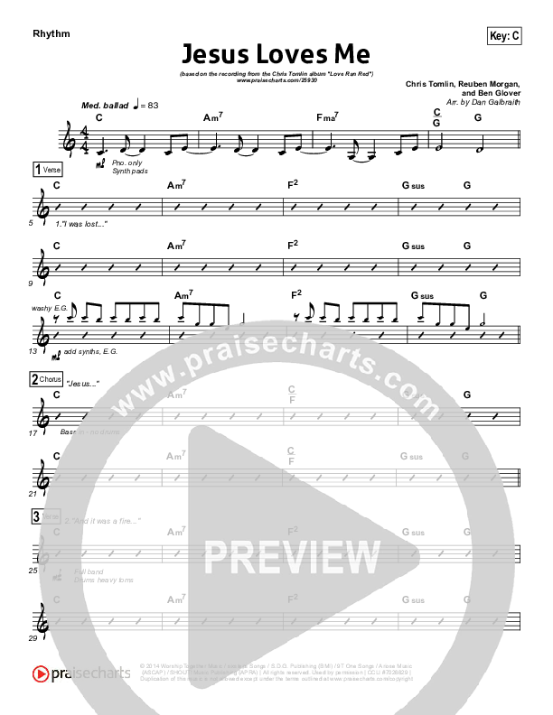 Jesus Loves Me Rhythm Chart (Chris Tomlin)