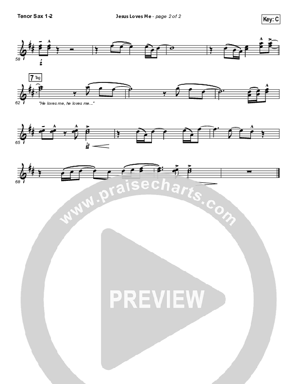 Jesus Loves Me Tenor Sax 1/2 (Chris Tomlin)