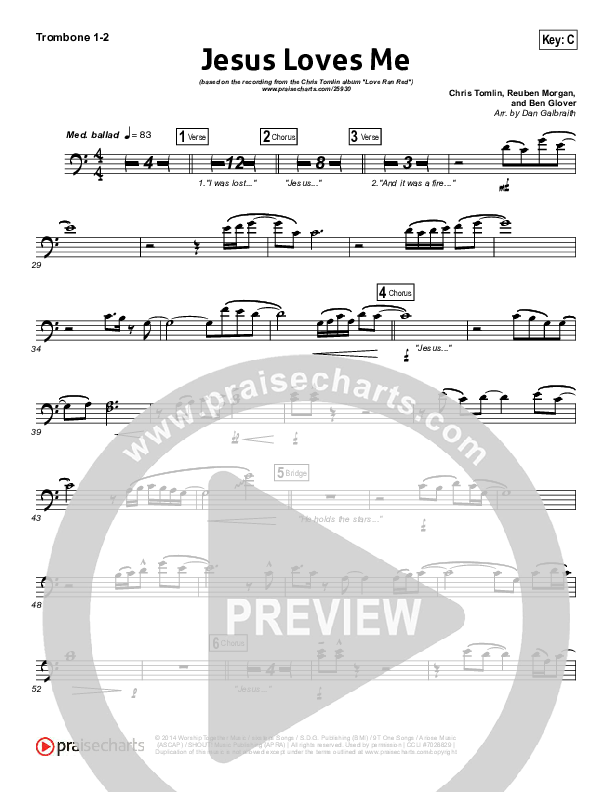 Jesus Loves Me Trombone 1/2 (Chris Tomlin)